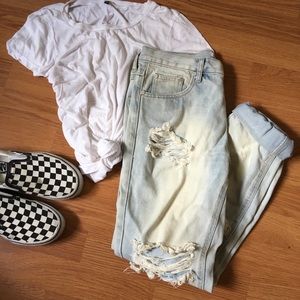 One Teaspoon Ripped Boyfriend Jeans